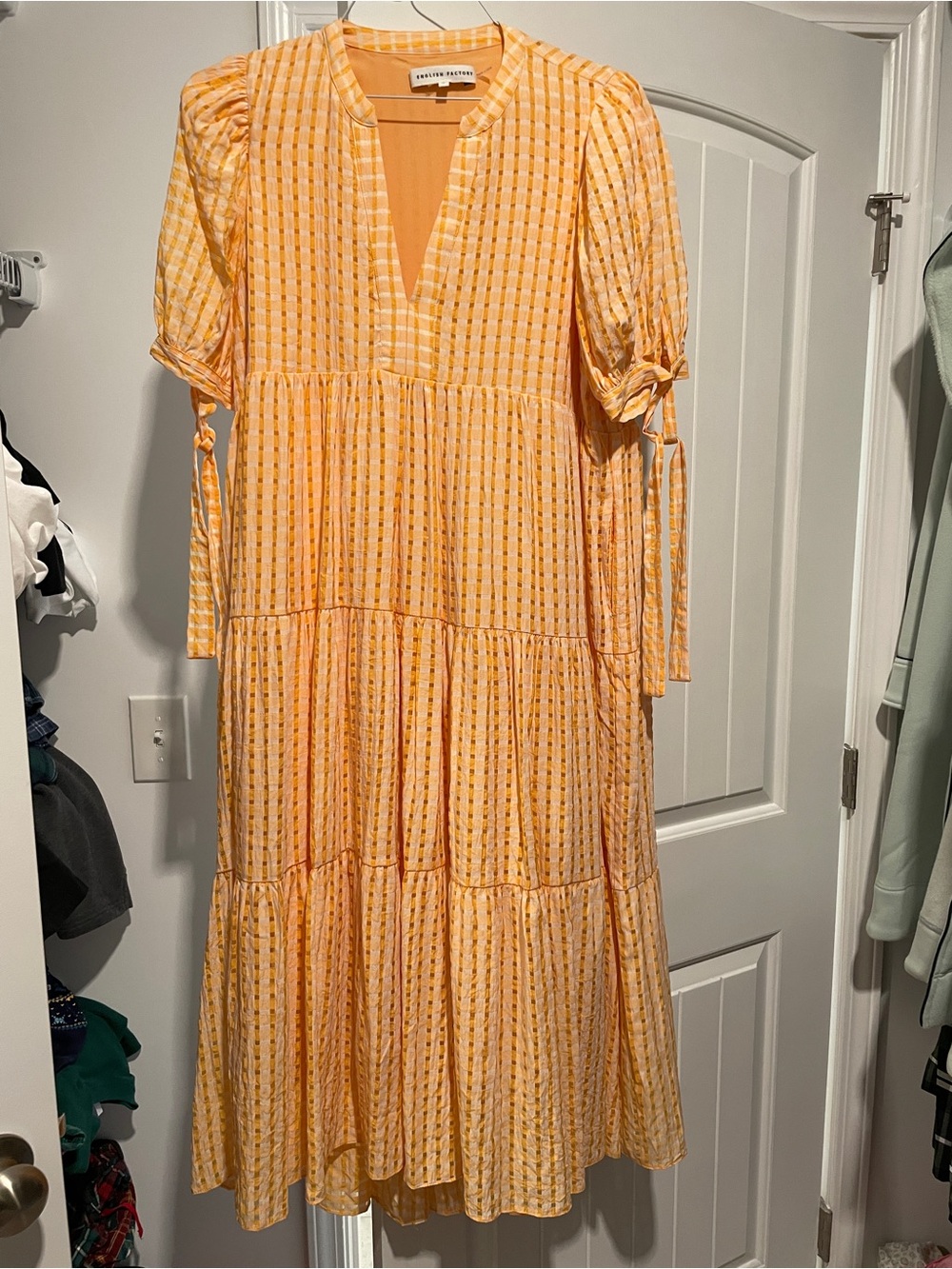 English Factory Yellow and White Maxi Dress
